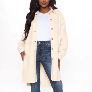 Fashion Nova Ivory Set The Trend Coat Jacket - XS